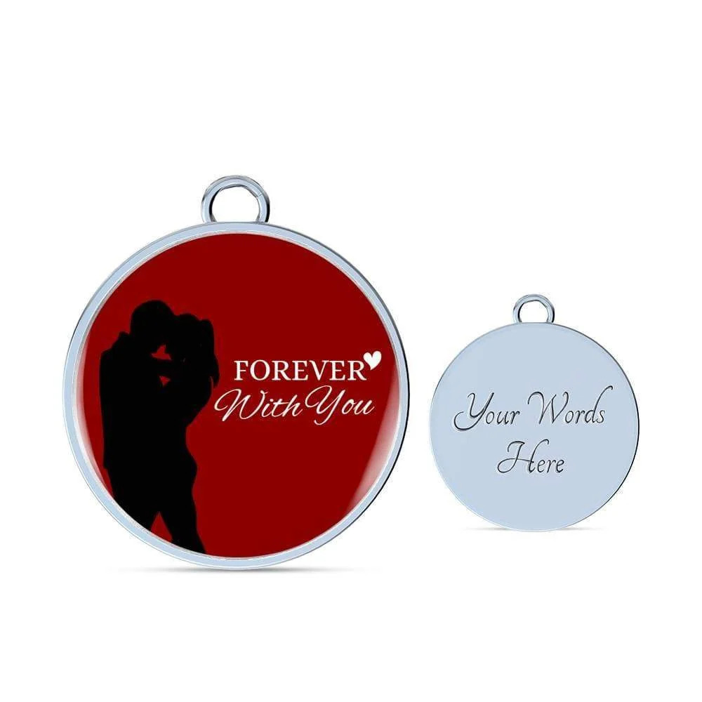 Forever With You Couple Personalized Engraved Silver Circle Bangle Bracelet Cu